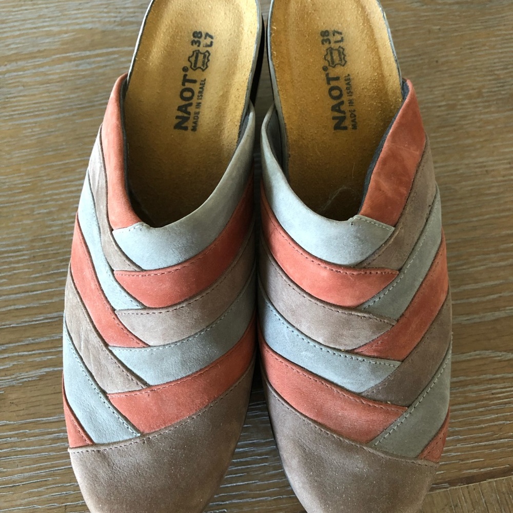 Naot multi suede slides shoes mules size 38